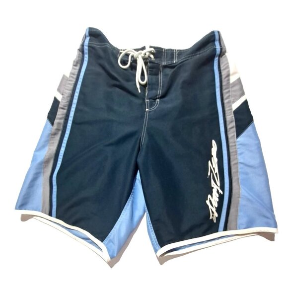 Point Zero Men's Blue Board Shorts Size XL Beach Surf Elastic/Drawstring Closure - Picture 1 of 9